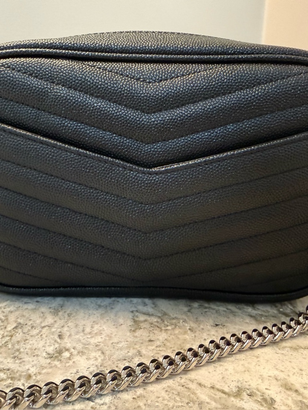 Saint Laurent YSL Monogram Mini Lou Camera Bag ~ Black with Silver Hardware - Picture 4 of 16